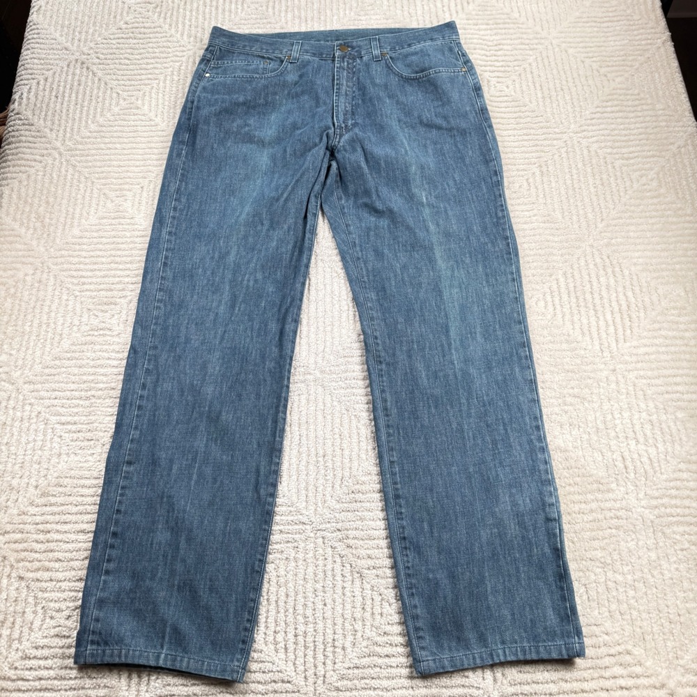 Zegna Sport Jeans Mens 38x34 Blue Straight Leg Cotton Italy Quiet Luxury Denim